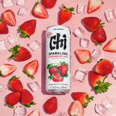 CHI FOREST Strawberry Sparkling Water can-front, zero sugar refreshment.