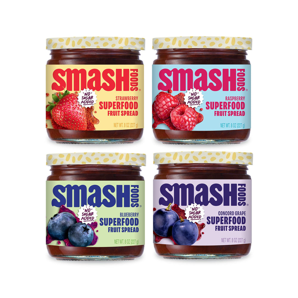 Chia Smash Classics Pack bottle shows bold jam with real fruit.