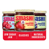 Chia Smash strawberry jam jar with no sugar added and real fruit sweetness