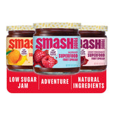 Chia Smash Raspberry jam on toast highlighting real fruit flavor with no added sugar.
