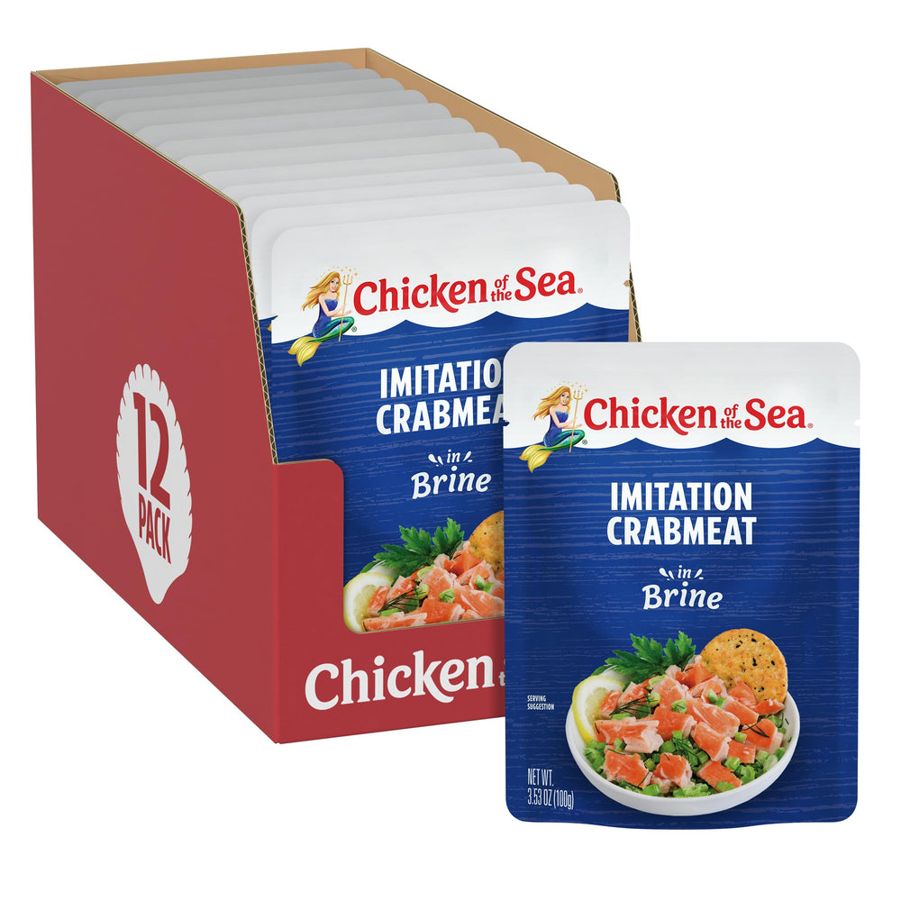 Chicken of the Sea imitation crabmeat in brine packet for quick weeknight meals.