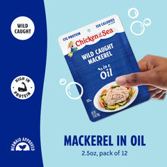 Chicken of the Sea mackerel in oil opened packet ready to eat