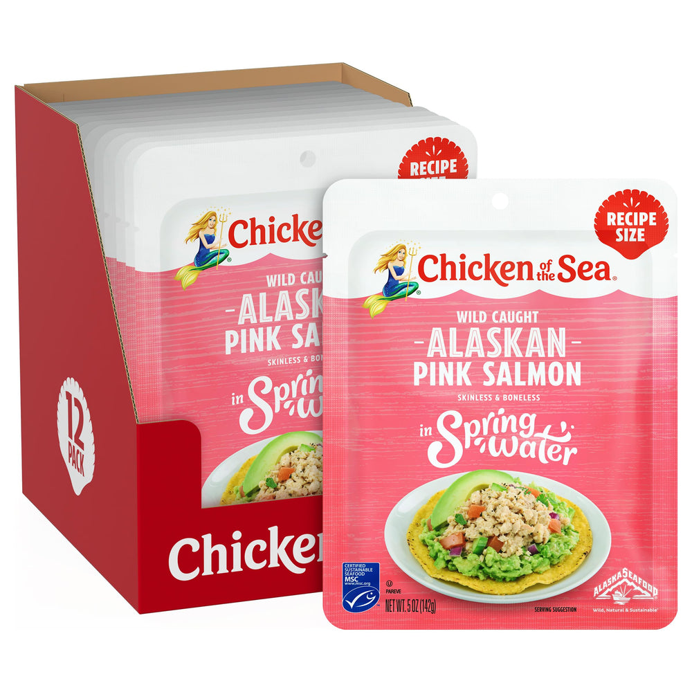 Chicken of the Sea Pink Salmon 5oz packet, ready-to-eat and protein-packed.