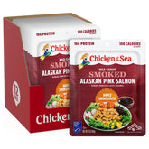 Chicken of the Sea Smoked Alaskan Pink Salmon Maple Smokehouse pack open, convenient ready-to-eat meal.