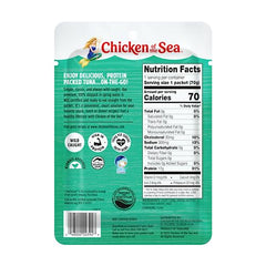 Chicken of the Sea tear-and-go tuna packets for on-the-go snacking.