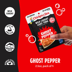 Chicken of the Sea tuna in water pouch highlights convenient tear-and-go use.