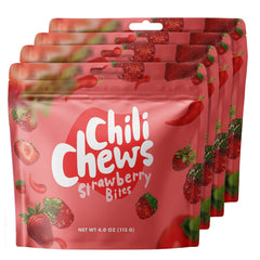 Chili Chews Strawberry Bites 4 Pack shows fruity sweetness with a gentle heat
