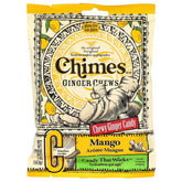 Chimes ginger mango chews pack view, convenient on-the-go candy for an energy lift