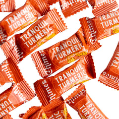 Chimes Tranquil Turmeric Ginger Chews ashwagandha detail, up to 80mg per chew.