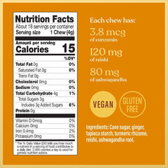 Chimes Tranquil Turmeric Ginger Chews texture close-up showing chewy, glossy surface.