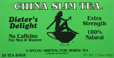 China Slim Tea Extra Strength box showing caffeine-free, natural herbal blend for daily enjoyment.