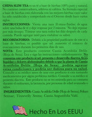 China Slim Tea tea bags close-up—100% natural oriental herbal formula for relaxing moments.
