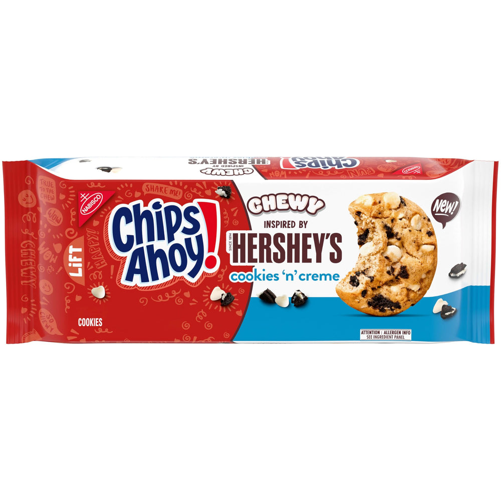 CHIPS AHOY! Chewy Hershey's Cookies 'n' Creme Bar-Inspired Cookies pack ready to share.