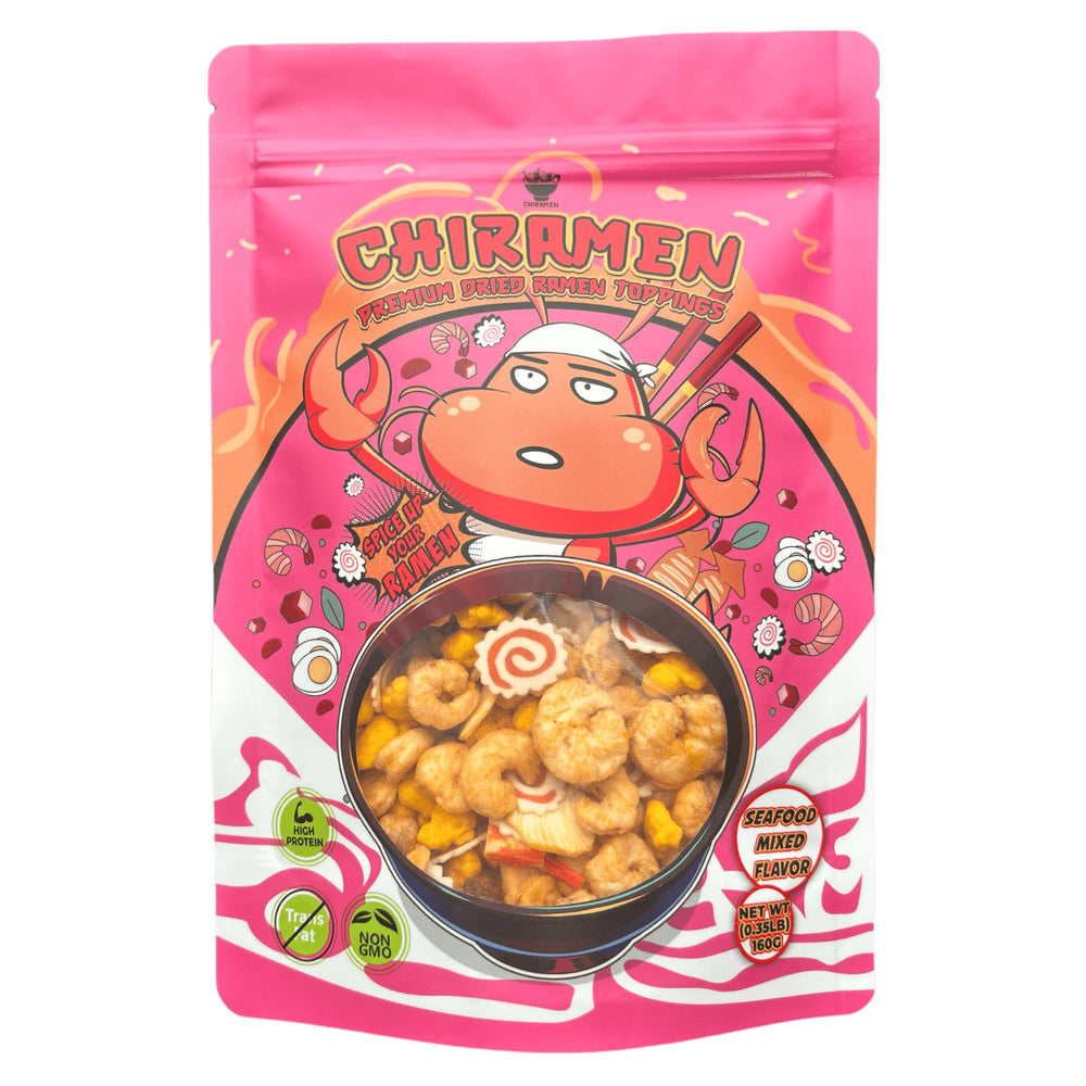 Chiramen dried seafood mix topping enhances ramen with authentic seafood flavor