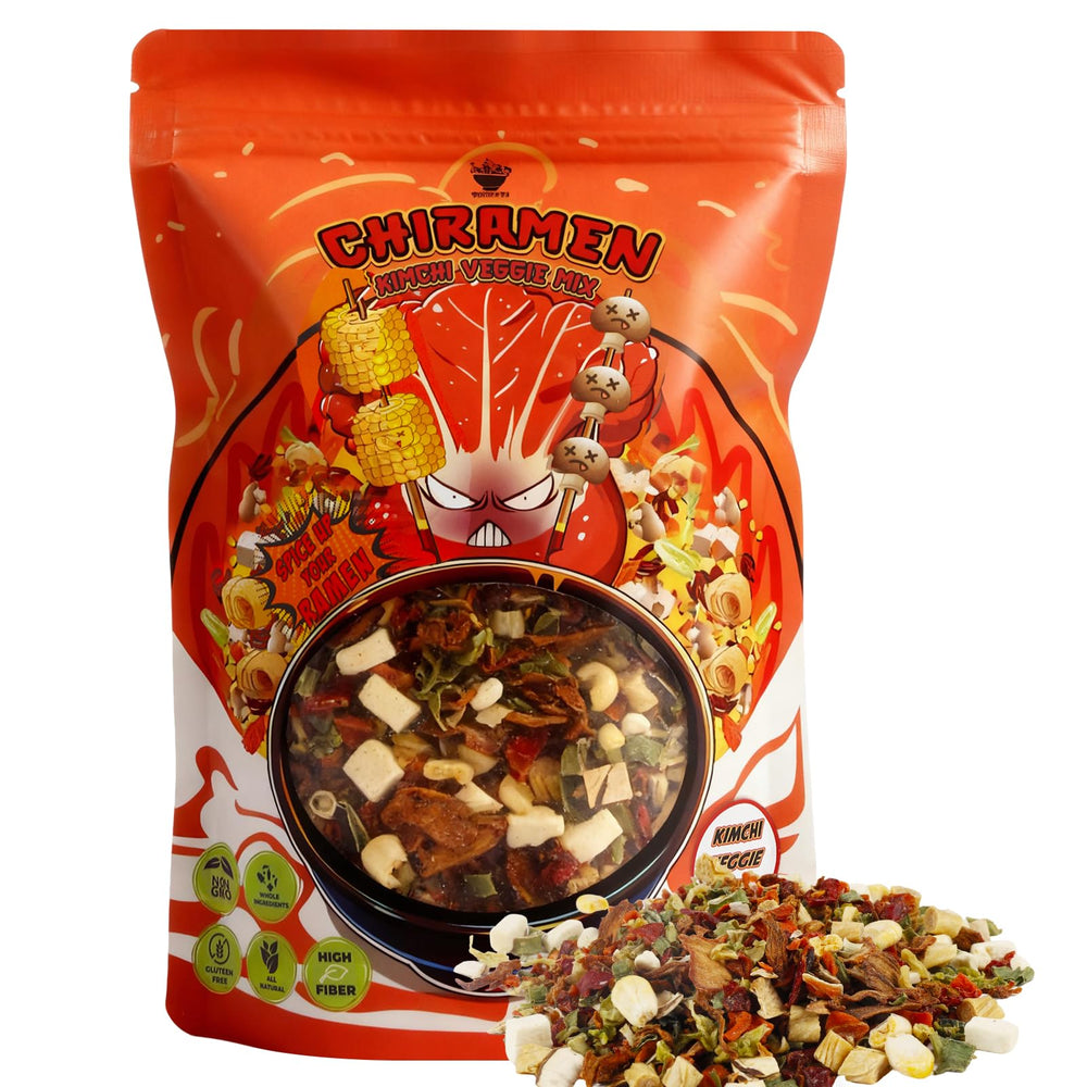 Chiramen Kimchi Veggie Mix toppings pack boosts flavor for instant ramen.
