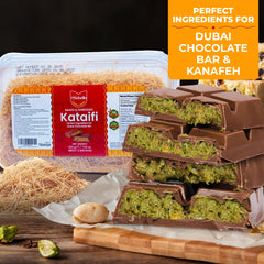 Chobella vegan-friendly kataifi pastry with natural ingredients for Dubai chocolate kits.