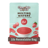 Chocolate Works red melting chocolate wafers pack ready for dipping and decorating