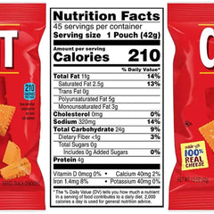 Chocolatto Cheez-It Original pouch side highlights portable lunchbox snack with cheddar flavor.