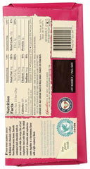 Chocolove raspberries in dark 55% bar slice, crisp bite pairs well with coffee
