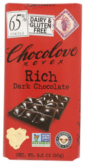 Chocolove rich dark chocolate bar in package; ideal gift or personal indulgence