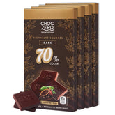 ChocZero 70% dark chocolate squares package front with keto-friendly badge