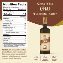 ChocZero Chai Flavoring Syrup being poured into a glass for keto-friendly sweetness.