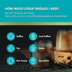 ChocZero coconut syrup drizzle over coffee cup