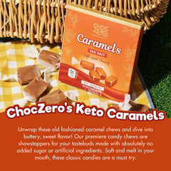 ChocZero Sugar Free Caramels melted into salted caramel sauce for keto desserts