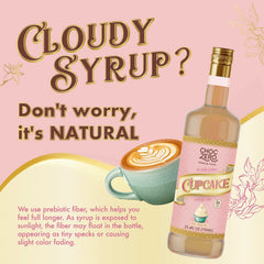ChocZero sugar-free cupcake syrup blends into frappuccino for dessert-like flavor.