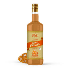 ChocZero Sugar Free Coffee Syrup salted caramel bottle adds sugar-free flavor.