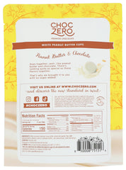 ChocZero white chocolate peanut butter cups in a box, convenient snack.