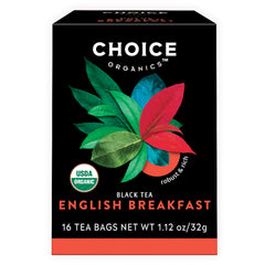 Choice Organic Teas English Breakfast tea bags ready for a bold morning