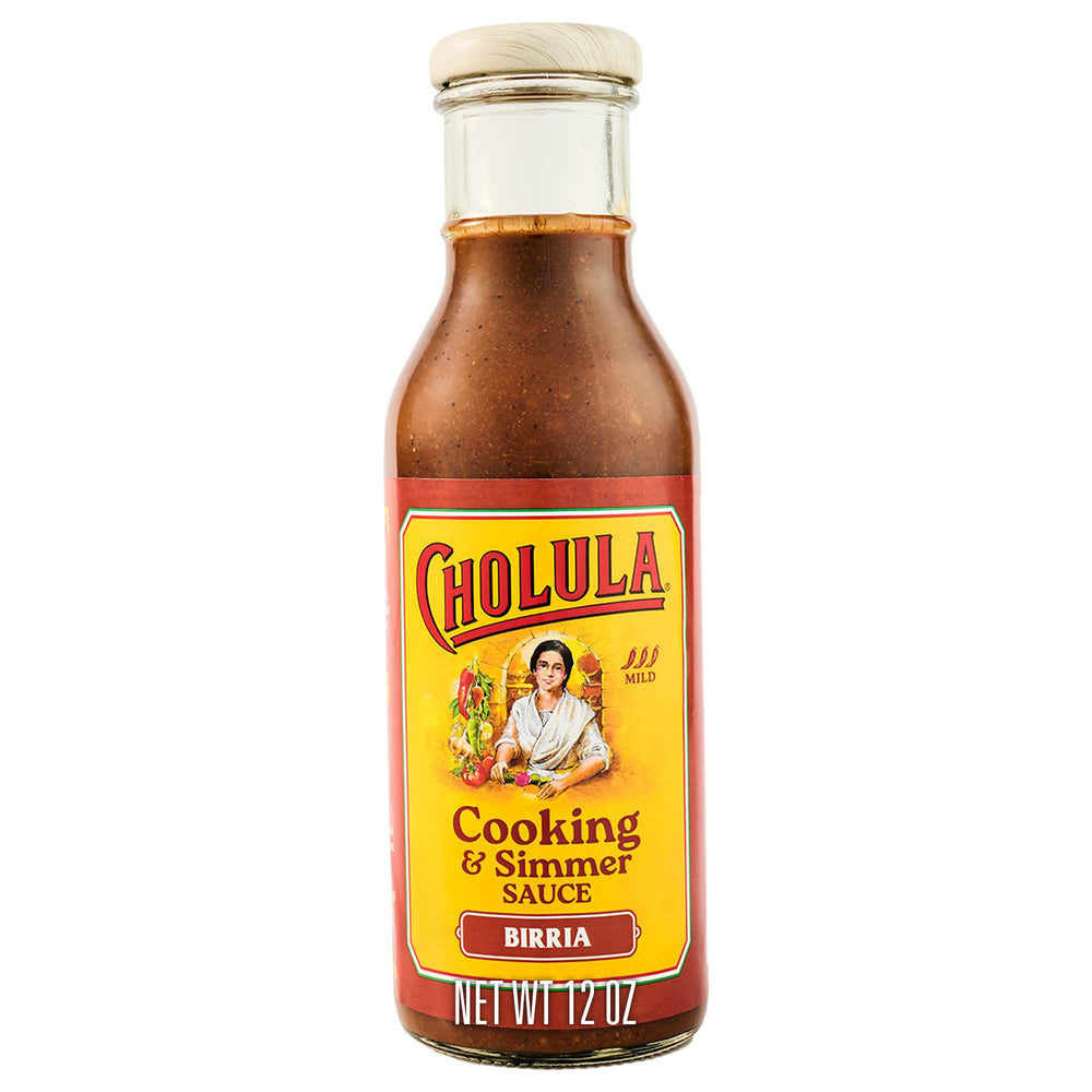 Cholula Birria sauce bottle ideal for slow-cooked beef flavor.