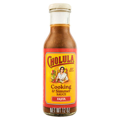 Cholula Fajita Sauce bottle for smoky fajita flavor at home.