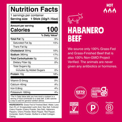 Chomps grass-fed beef jerky stick close-up highlighting 10 g protein.