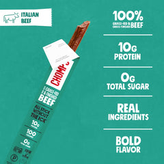 Chomps Italian Beef Jerky Stick in hand for quick fuel.