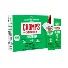 Chomps Jalapeño beef jerky stick 0.5oz pack on the go for protein and flavor.