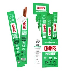 Chomps jalapeno jerky packfront shows a convenient protein-packed snack.