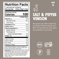 Chomps venison stick closeup emphasizes robust pepper-salt flavor.