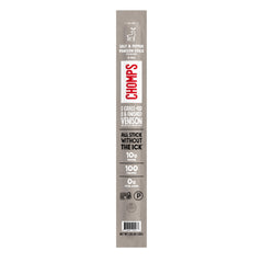 Chomps venison stick packaging highlights premium, ready-to-eat snack.