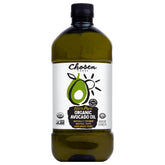 Chosen Foods avocado oil 2-liter bottle shows pure, versatile cooking oil for high-heat meals.
