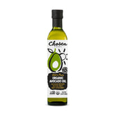 Chosen Foods Avocado Oil bottle pour for high heat and neutral flavor.