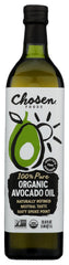 Chosen Foods Avocado Oil bottle pour—neutral flavor for versatile cooking.
