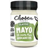 Chosen Foods avocado oil mayo bottle front showing creamy texture and clean ingredients