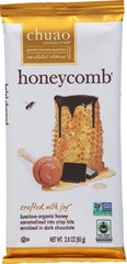 Chuao Chocolatier honeycomb bite, amber crystal textures, ideal for dessert topping.