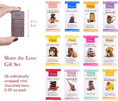 Chuao Chocolatier mini bars assortment closeup highlights diverse flavors for tasting.