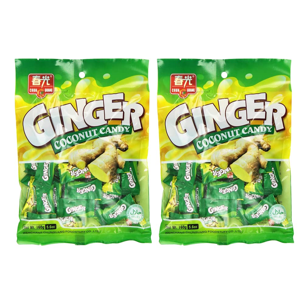 Chun Guang Ginger Coconut Candy 2-pack snack with ginger warmth and coconut sweetness.