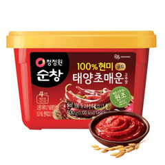 Chung Jung One Gochujang bottle front showing authentic Korean flavor for bibimbap