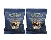Cinagro coffee-lovers chocolate-covered espresso beans pack closeup, energizing snack with bold espresso and smooth chocolate.