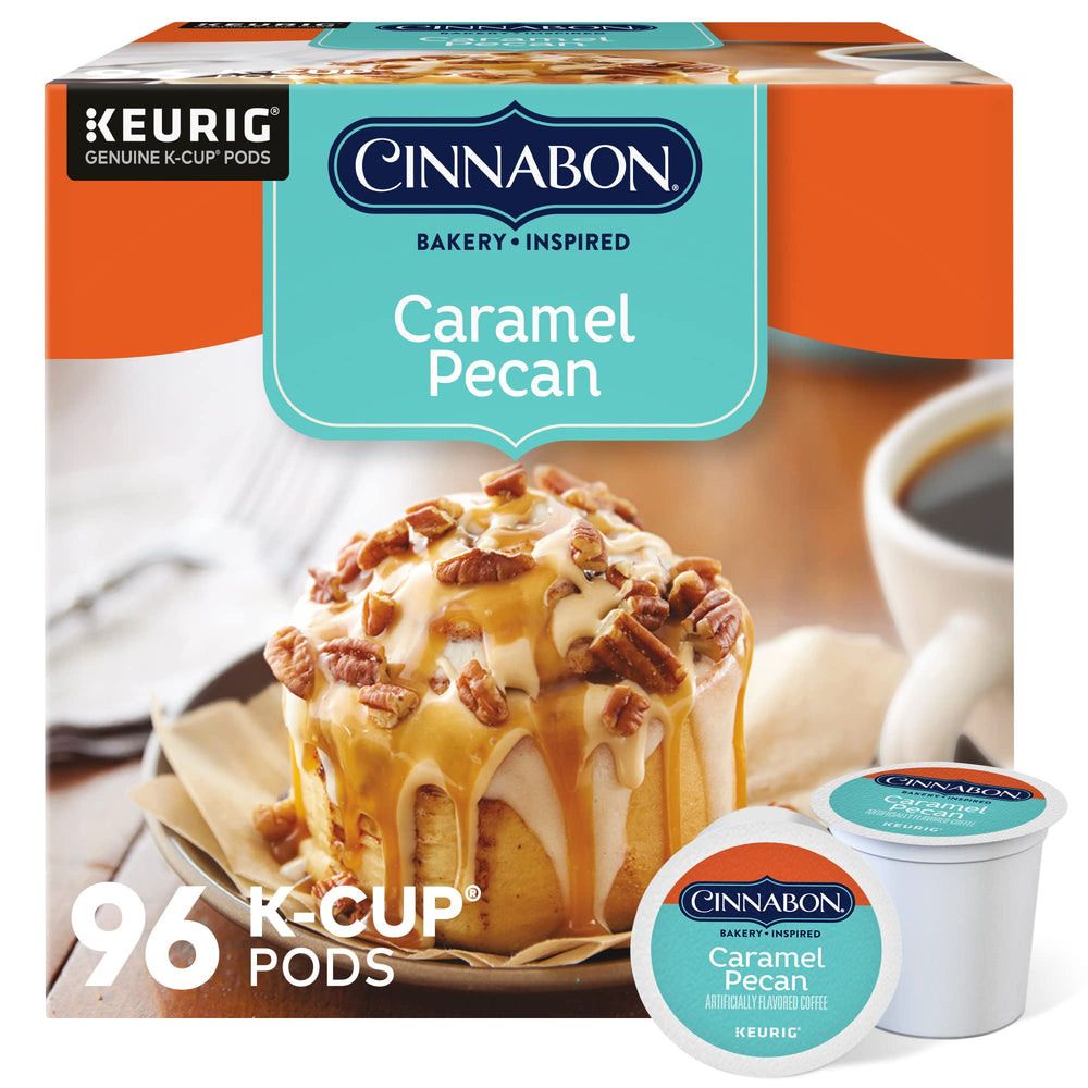 CINNABON caramel-pecan-coffee-pod for a bold morning boost.